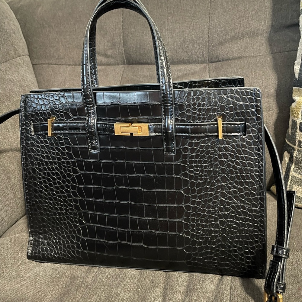 Mango Shopper Bag - Black Croc